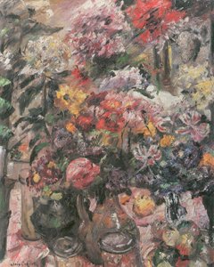 与菊花和孤挺花的静物画 作者 洛维斯·科林斯（Lovis Corinth）